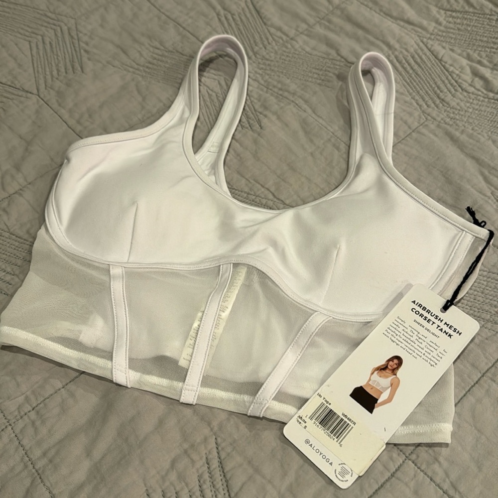 Alo airbrush mesh corset tank bra Small BNWT